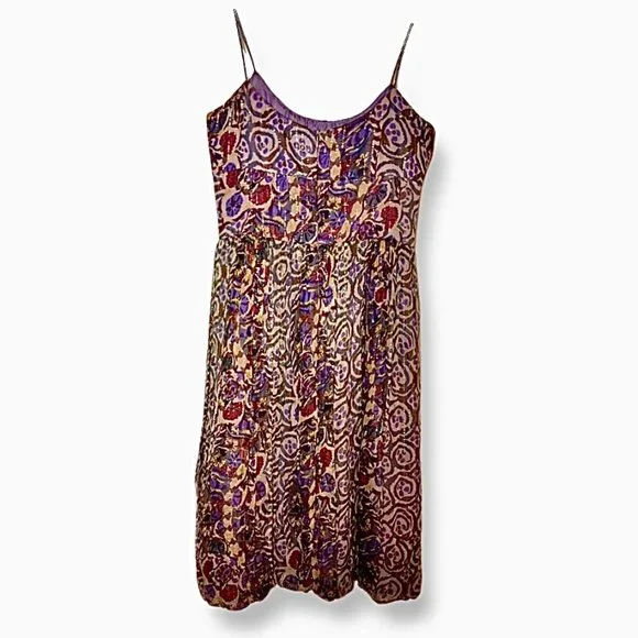 David Meister Floral Golden Thread Spaghetti Strap Cocktail Dress Size 4 - Picture 5 of 12